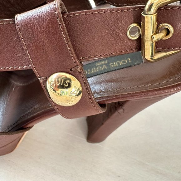 RARE Louis Vuitton High Heel Sandals in Cognac leather  Size  38 - Picture 4 of 14